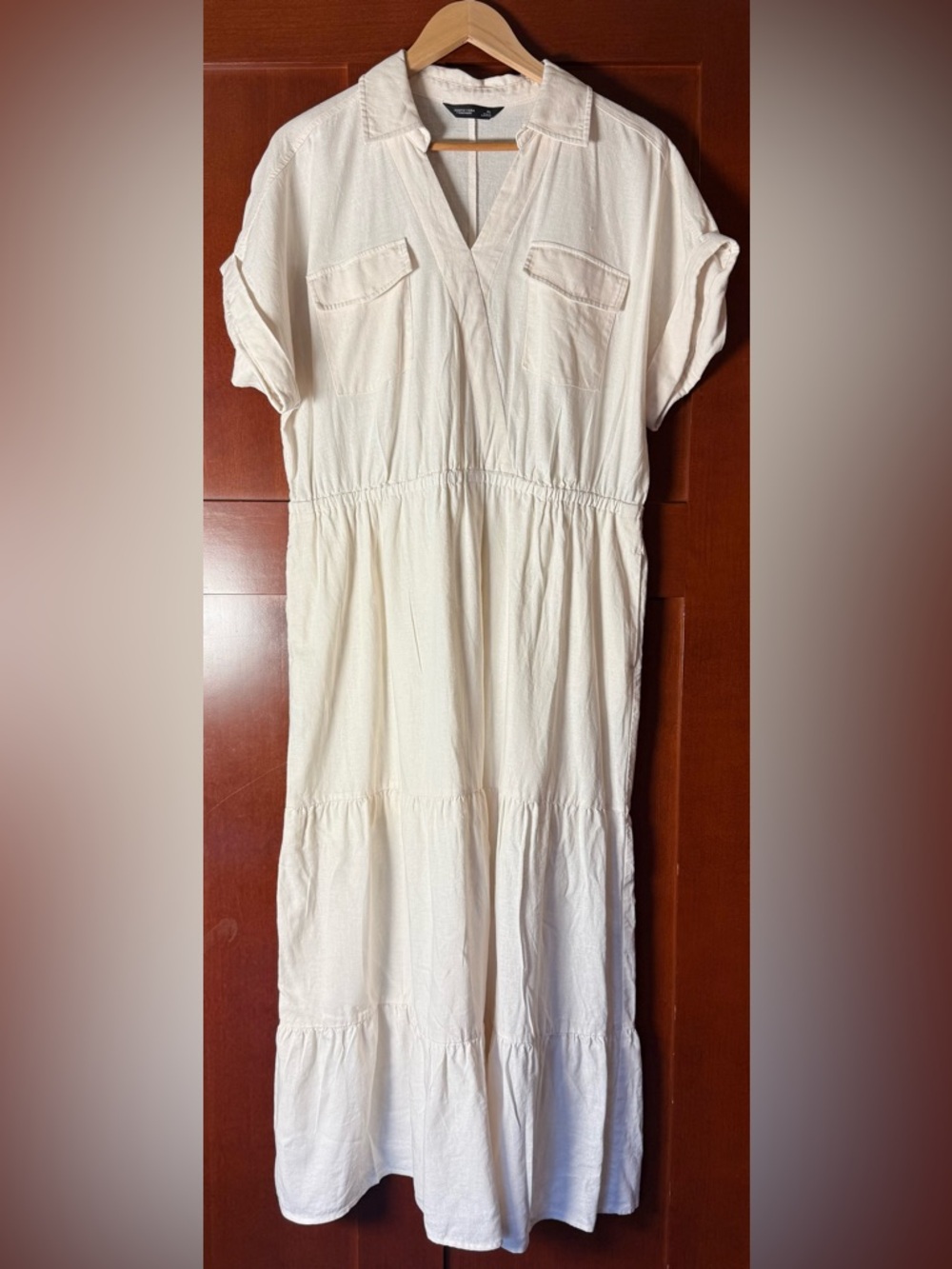 Simply Vera Vera Wang Cream Linen Blend Shirt Dress Size XL